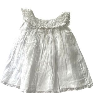 Vintage 50s/60s Baby Girl Dress Cotton Ruffled Floral  Size 0-6 months White